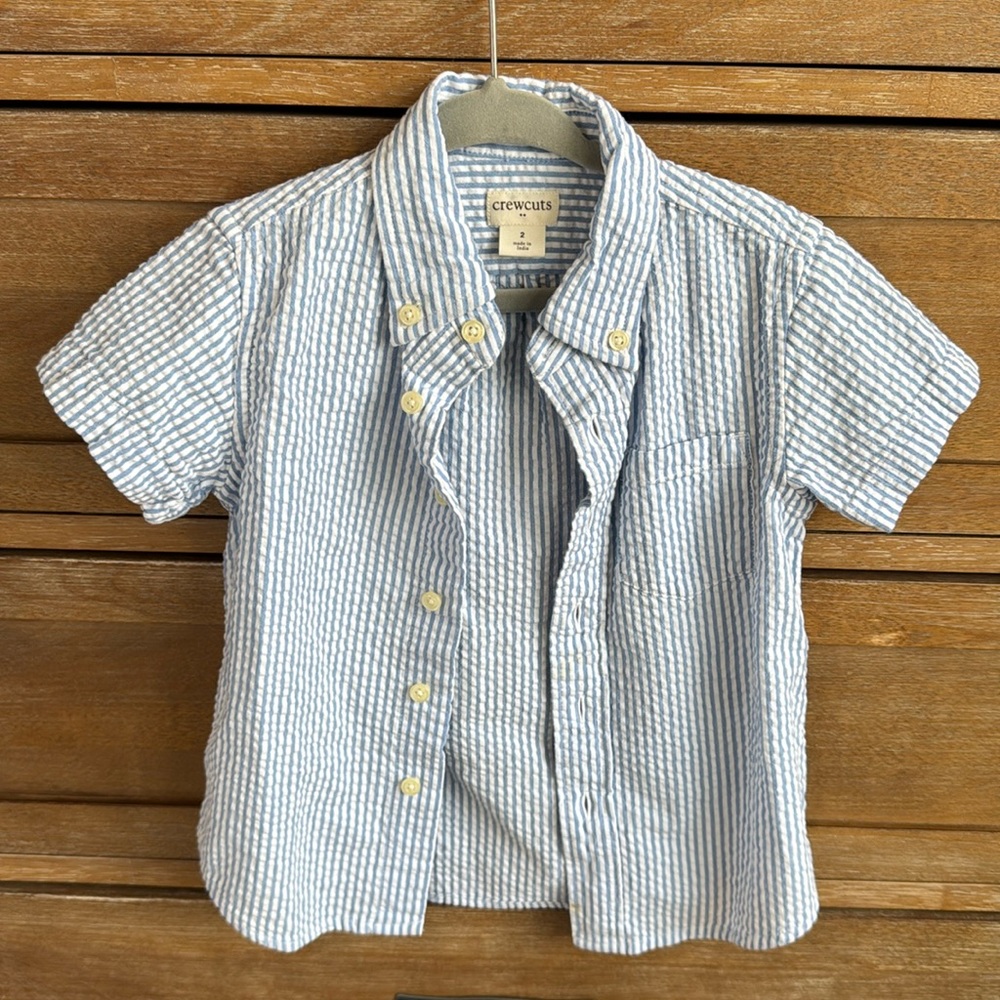 J Crew Toddler Boys Seersucker button up shirt Size 2T